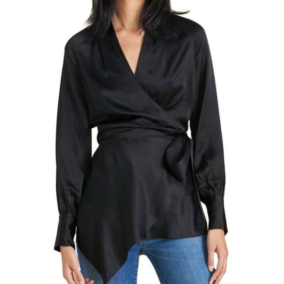 NWT Veronica Beard Viv Black 100% Silk Wrap Blouse - Picture 1 of 5